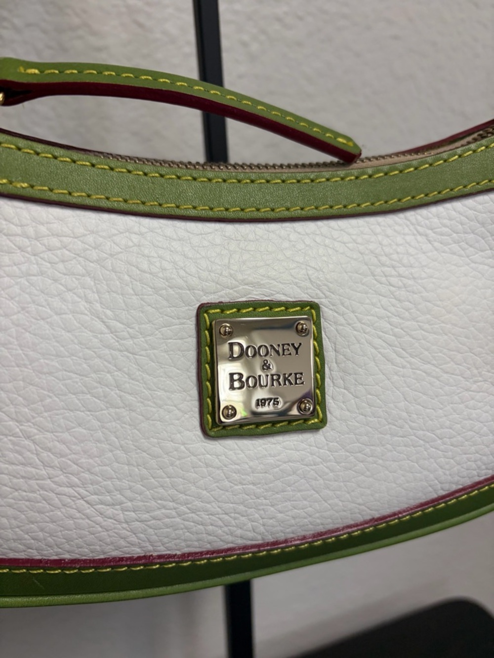 Dooney & Bourke White and Green Leather Small Shoulder Bag - Picture 2 of 12